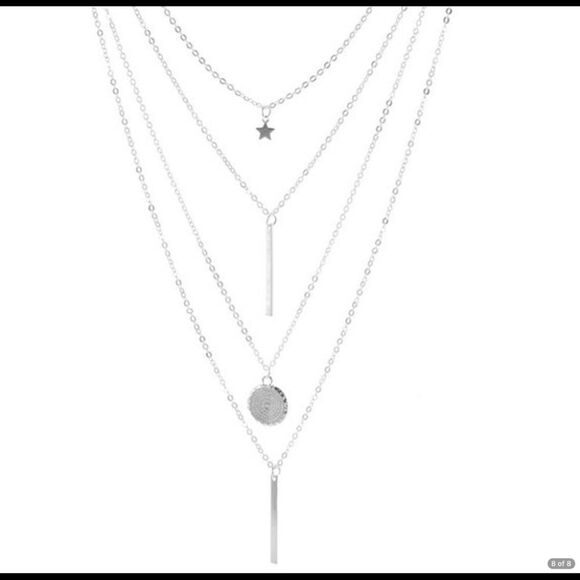 Multilayer star, circle, bar necklace - Picture 1 of 4